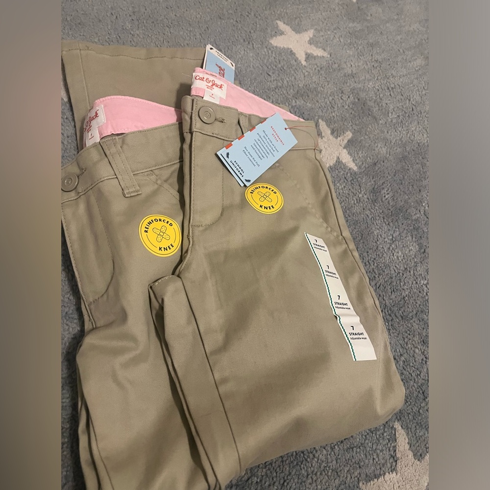 Cat & Jack Kids Khaki girls school Pants 2 pairs. NWT